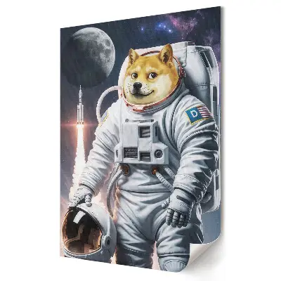 Retro plagát Psí astronaut na vesmírnej misii