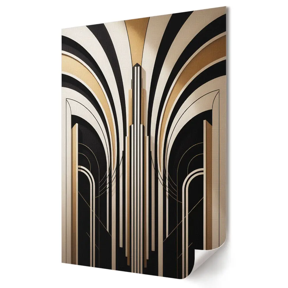 Retro plagát Zlaté čiary v štýle art deco