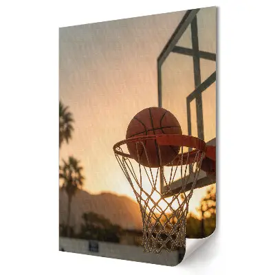 Retro plagát Západ slnka nad basketbalovým košom