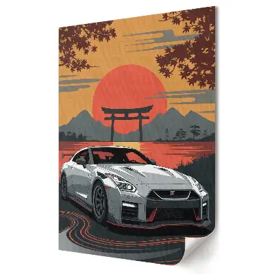 Plagát do obývačky Japonské športové auto pri západe slnka