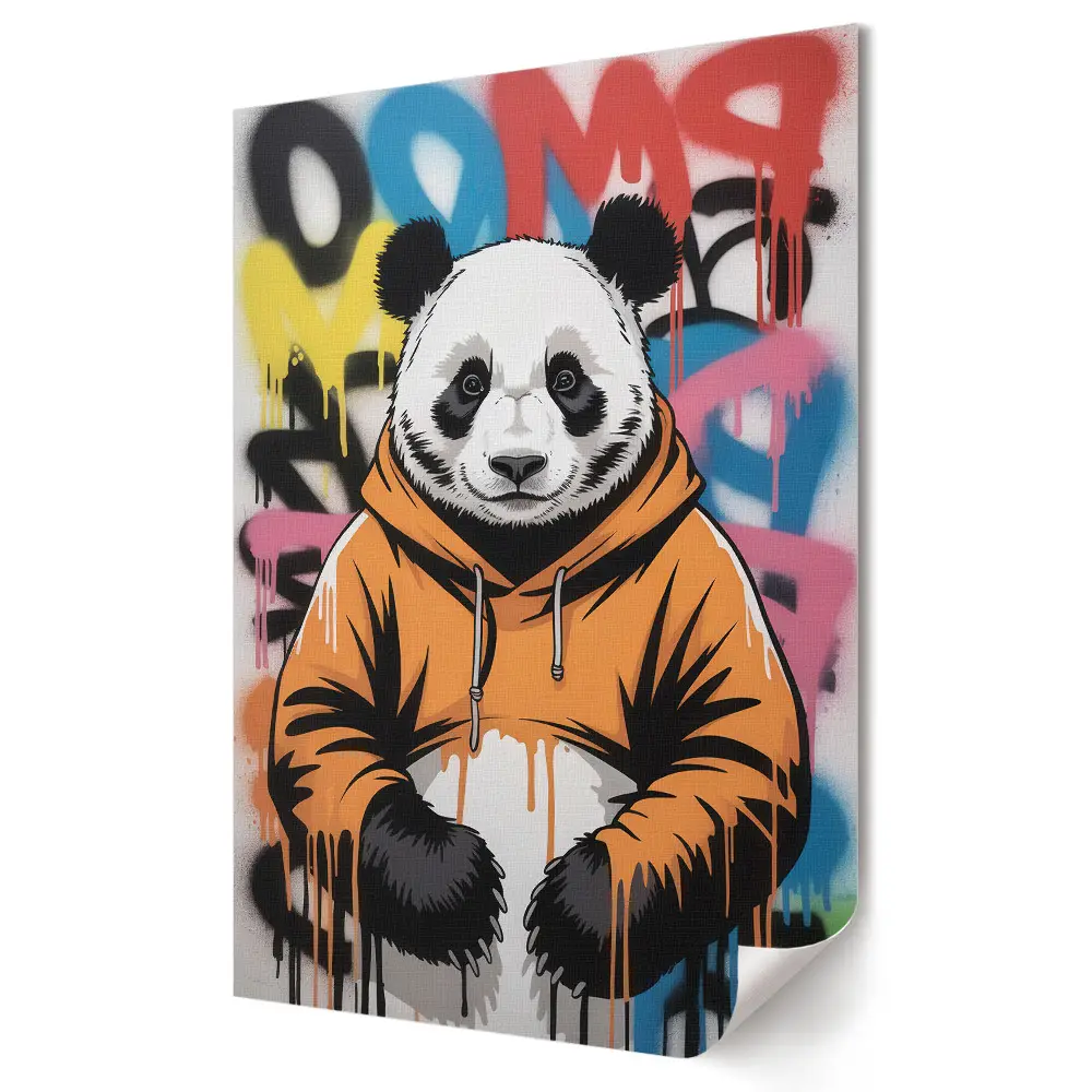 Plagát do obývačky Štýlová panda s mestskou atmosférou