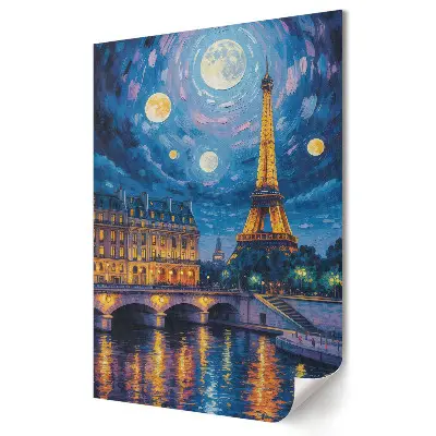 Retro plagát Nočná žiara Paríža pri Eiffelovej veži