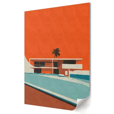 Retro plagát Moderná vila v minimalistickom štýle