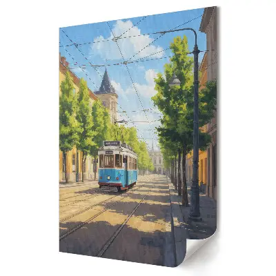 Plagát do obývačky Očarujúca električka v mestskej krajine