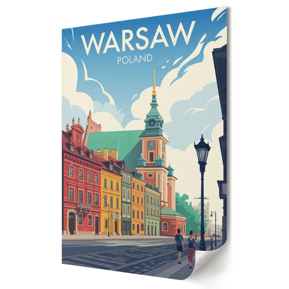 Retro plagát Varšava Farebné mestské dobrodružstvo
