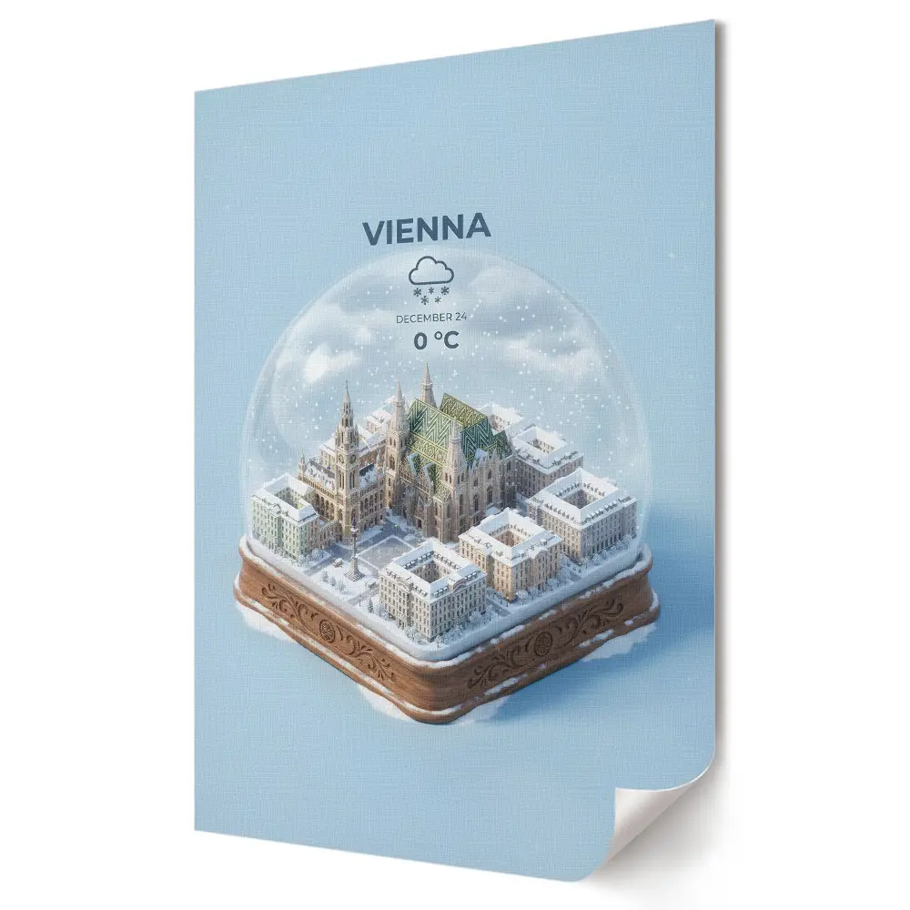 Plagát do obývačky Zimná panoráma Viedne v snežítku