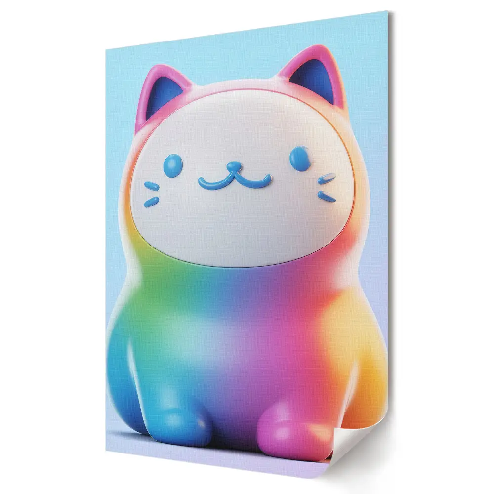 Retro plagát s motívom farebného kawaii mačiatka
