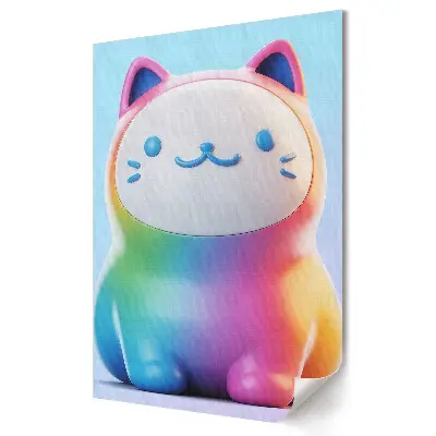 Retro plagát s motívom farebného kawaii mačiatka