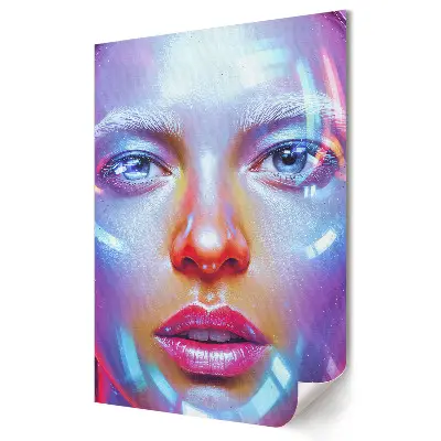 Plagát Futuristická tvár v neónových farbách