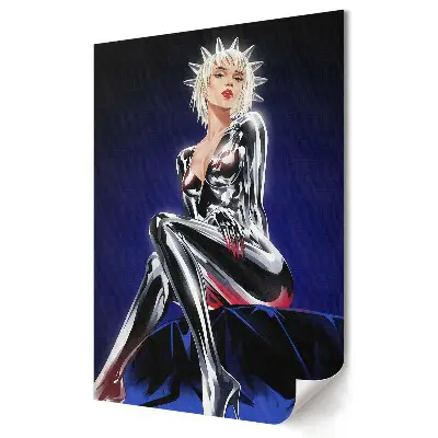 Plagát Futuristická femme fatale v metalickom oblečení