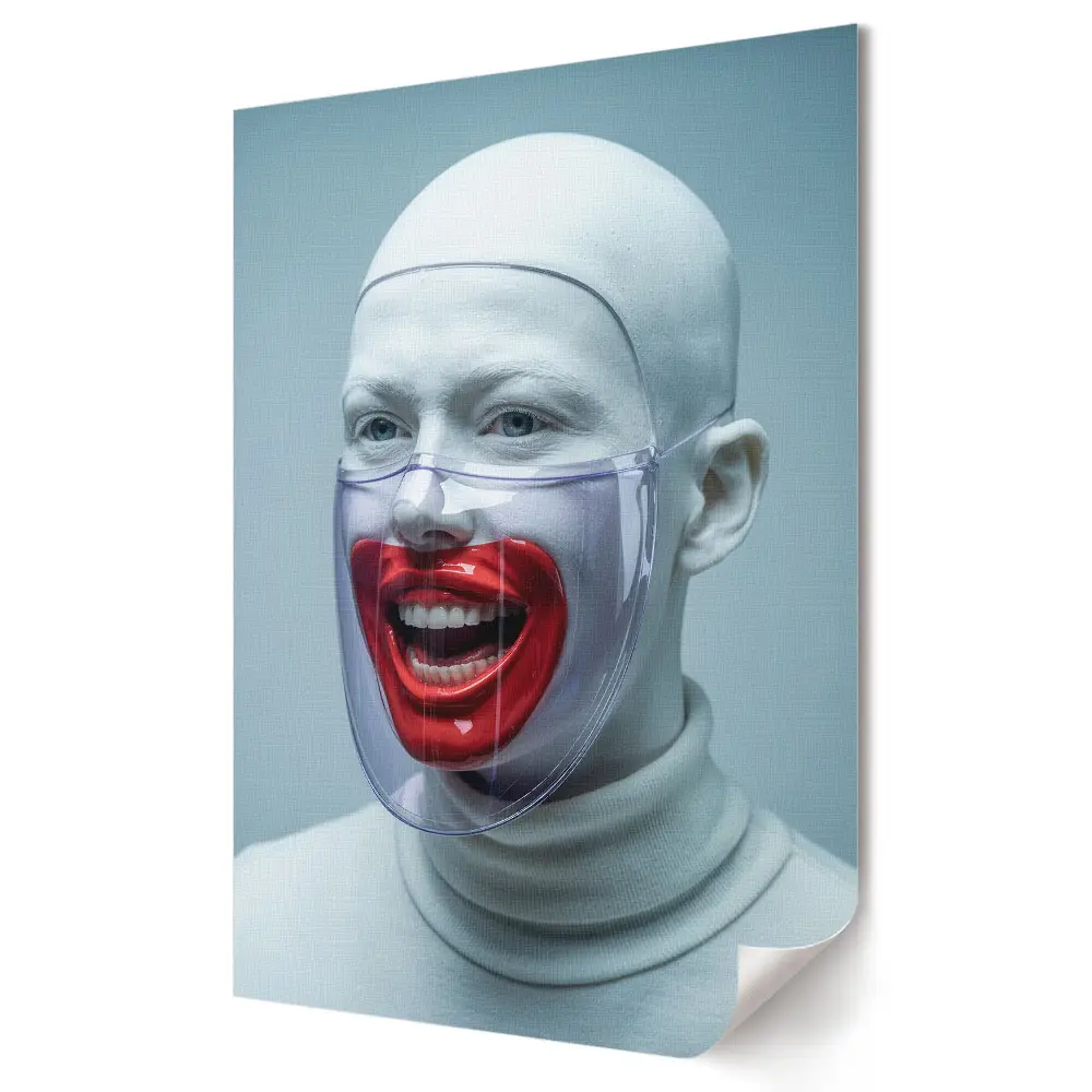 Retro plagát Maska emócií v surrealistickom štýle