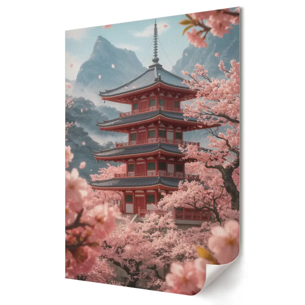 Plagát Jarné kvety v japonskej krajine do obývačky
