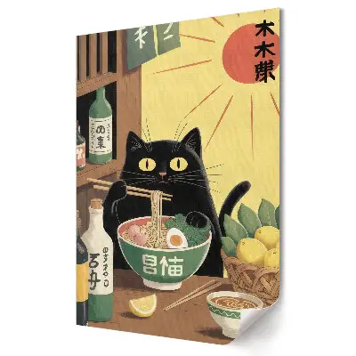 Retro plagát Hostina pre mačky v japonskom štýle