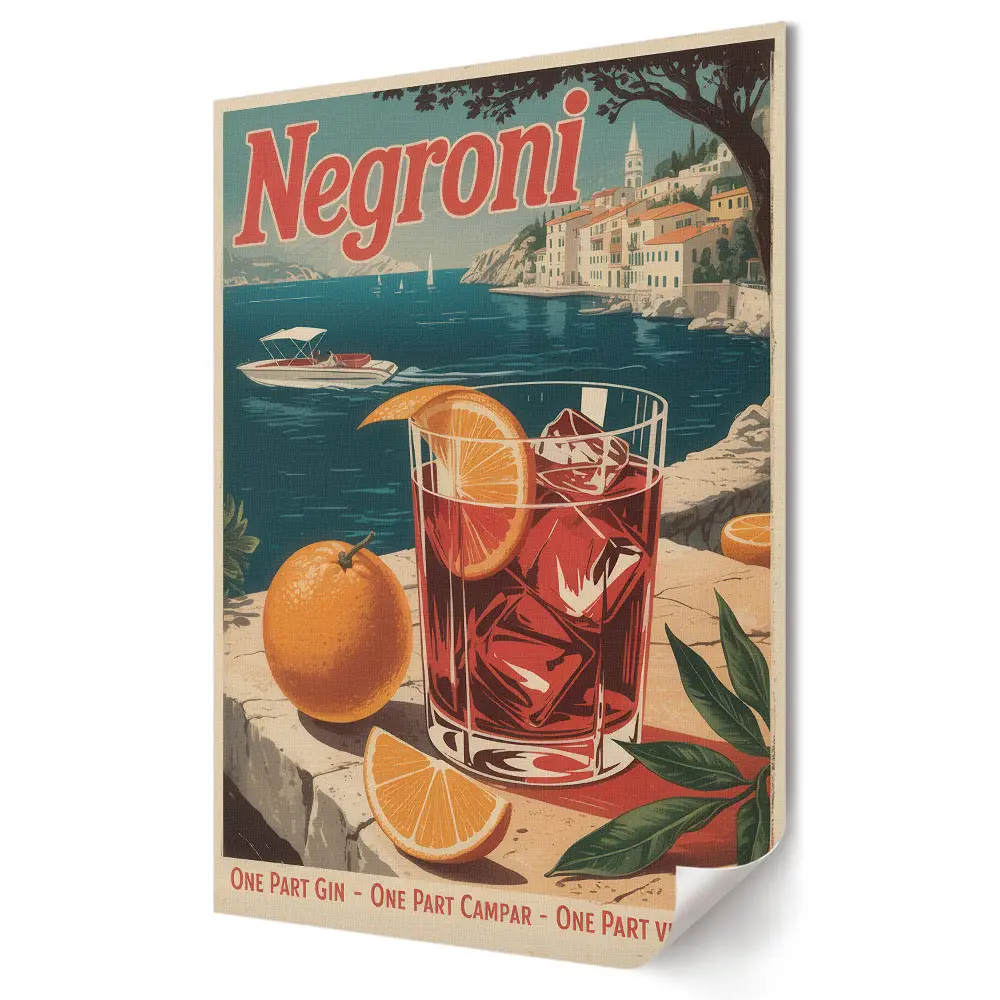 Plagát Klasické Negroni v malebnom prostredí
