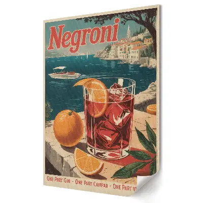 Plagát Klasické Negroni v malebnom prostredí