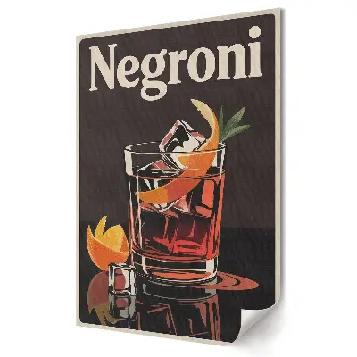 Retro plagát s motívom klasického kokteilu Negroni