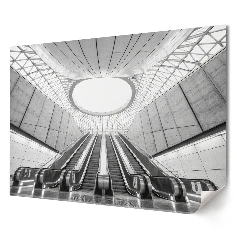 Plagát do obývačky Moderná stanica metra v monochromatickom štýle