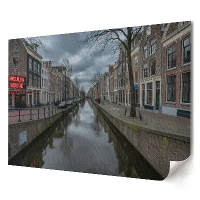 Retro plagát Amsterdamský kanál neďaleko Moulin Rouge