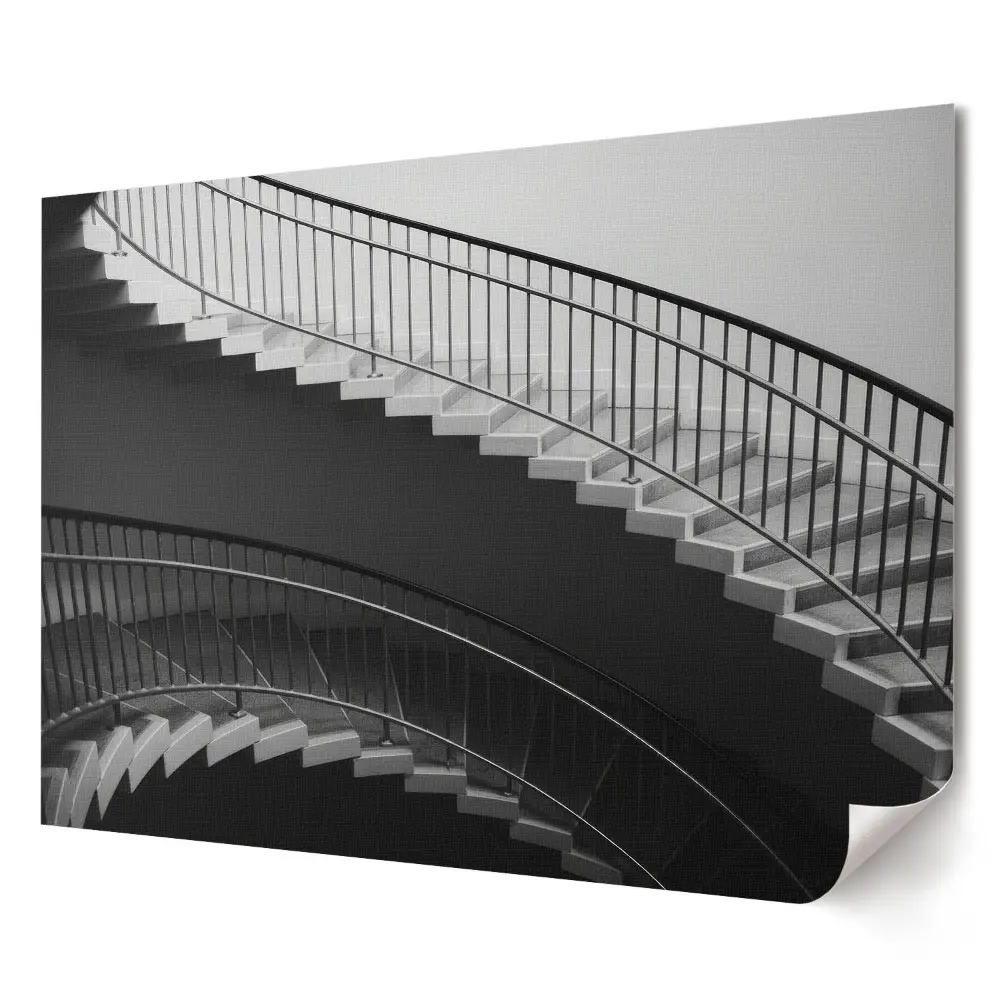 Plagát Elegancia točitého schodiska v monochromatickom štýle