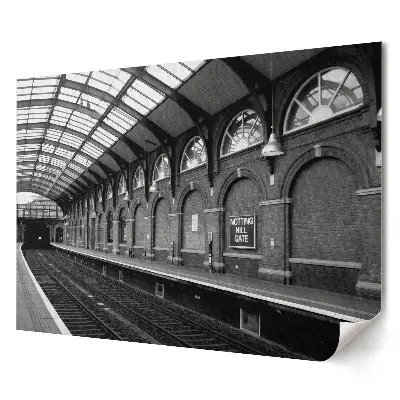 Retro plagát Stanica metra Notting Hill Gate v čiernobielom prevedení