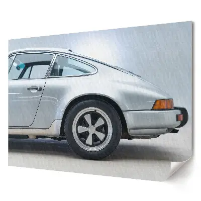 Retro plagát s elegantnou siluetou klasického Porsche