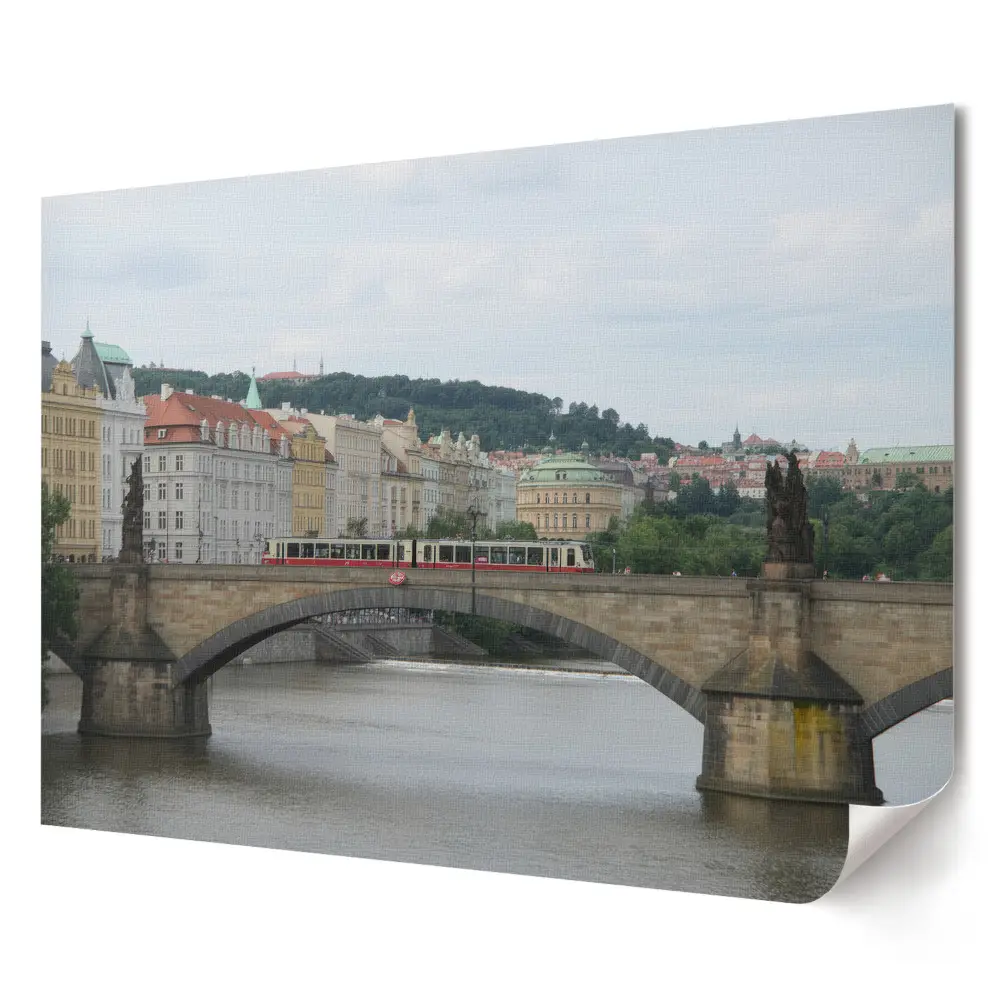 Retro plagát Praha Most cez rieku Vltavu