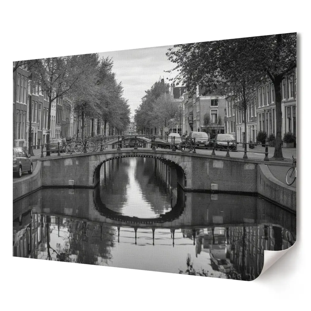 Retro plagát Ticho v čiernobielom Amsterdame