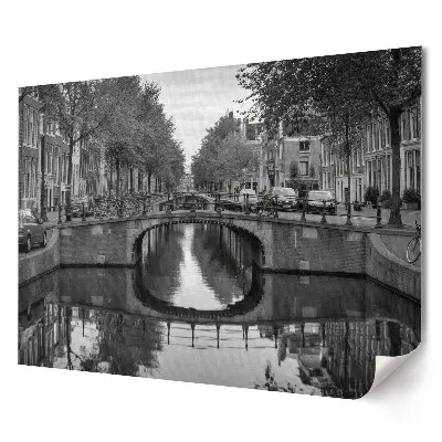 Retro plagát Ticho v čiernobielom Amsterdame