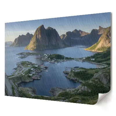 Plagát s motívom malebného výhľadu na nórske fjordy