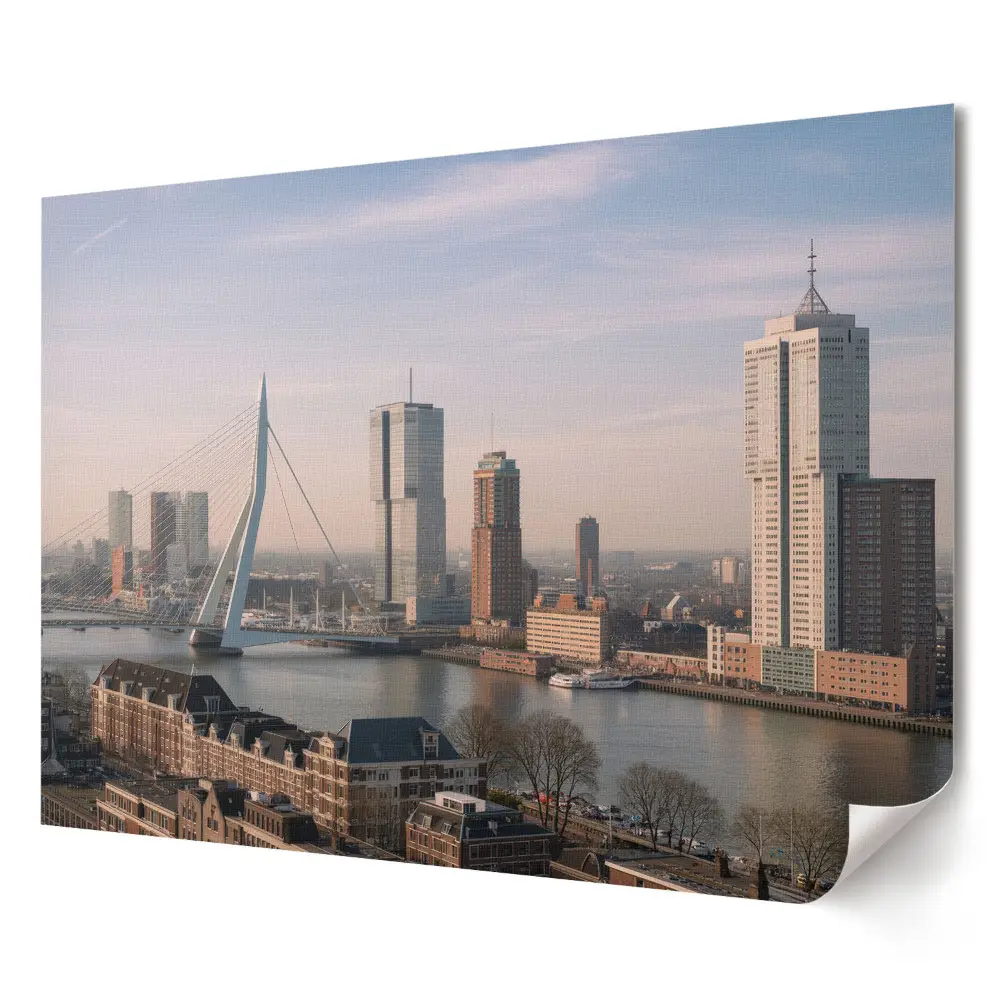 Plagát Pohľad na Rotterdam pri východe slnka