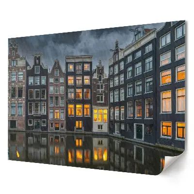 Plagát Amsterdamské činžiaky za súmraku