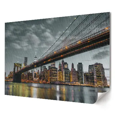 Retro plagát Newyorský most v nočnej scenérii
