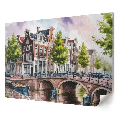 Plagát s maliarskym zobrazením amsterdamských kanálov