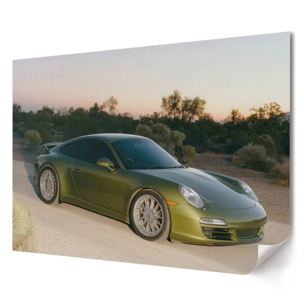 Plagát Zelené Porsche na púštnej ceste