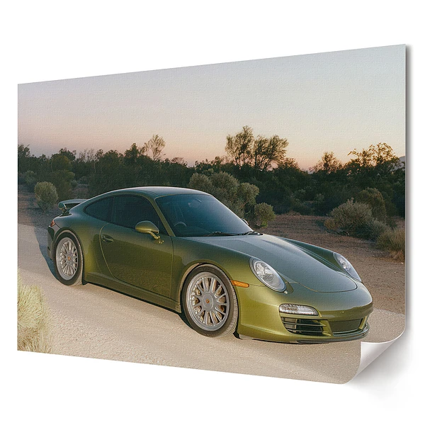 Plagát Zelené Porsche na púštnej ceste
