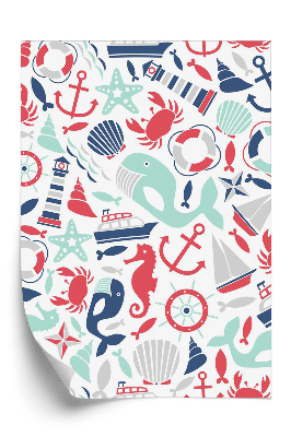 Tapeta na stenu Ikony mora loď ryba kotva rak mušľa