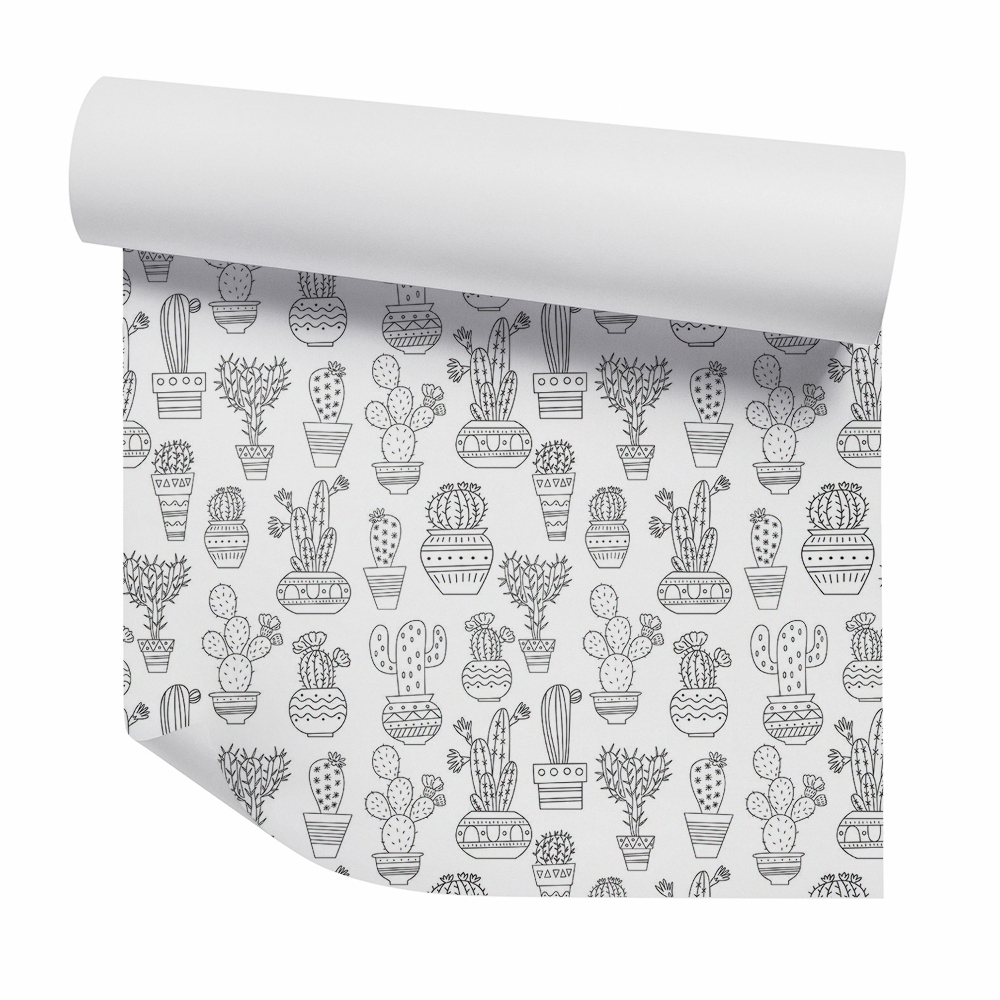 Tapeta na stenu Kaktusy v kvetináčoch skica
