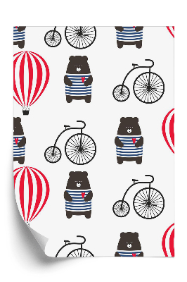 Tapeta na stenu Medveď s bicyklami a balónmi