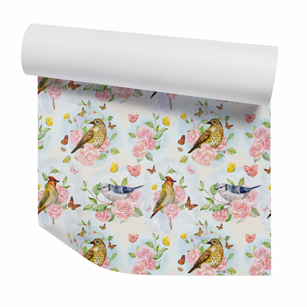 Tapeta Vtáky medzi kvetmi a motýľmi