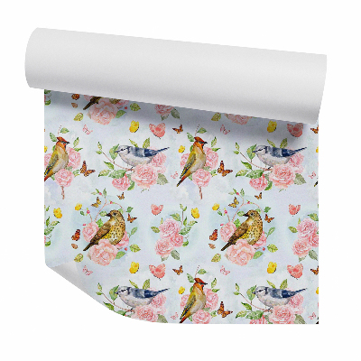 Tapeta Pastelové vtáky medzi kvetmi