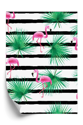 Tapeta Plameniaky na pruhovanom pozadí