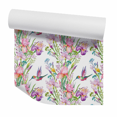 Tapeta na stenu Farebné kolibríky a zrelé kvety