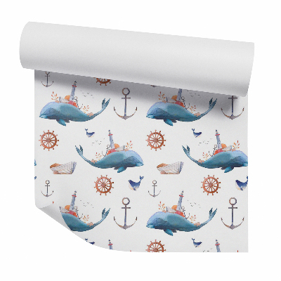 Tapeta na stenu Morské obrazy veľryby a kotvy