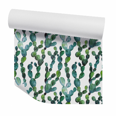 Tapeta Zelené kaktusy v bielych bodkách