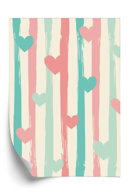 Tapeta Pastelové pruhy a srdiečka