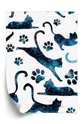Tapeta na stenu Vzor s mačiatkami s odtlačkami labiek