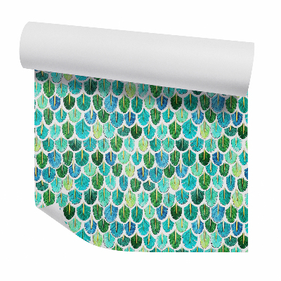 Tapeta na stenu Modrozelené dekoratívne lístie