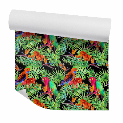 Tapeta na stenu Exotické prírodné papagáje a kvety