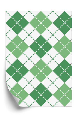 Tapeta na stenu Zeleno-biely károvaný vzor