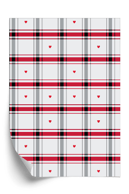 Tapeta na stenu Károvaný vzor so srdiečkami